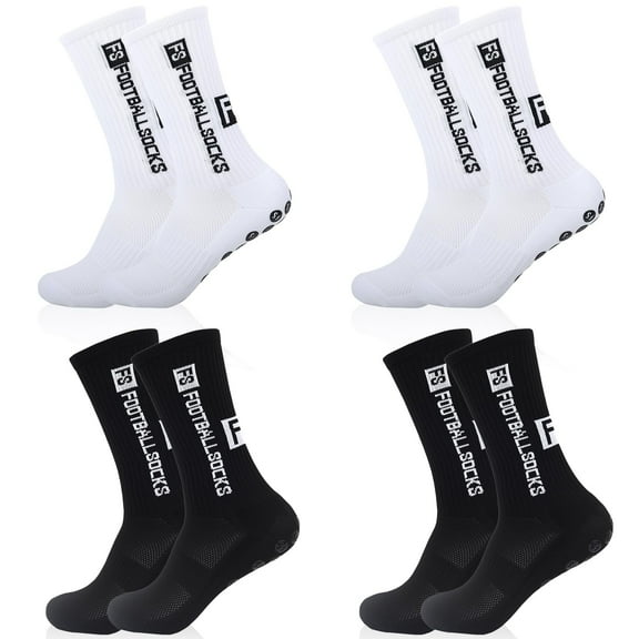 ZYNERY 4 Pack FS Grip Socks Football Silicone Suction Cup Anti-Slip Socks, Anti-Slip Socks for Men Women, Suitable for Basketball Rugby Yoga Hiking