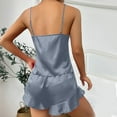 thumbnail image 3 of Womens Satin Pajamas with Silk Robe 3 Piece Sexy Pj Sleepwear Cami Tank and Shorts Set Lightweigh Loungewear, 3 of 5