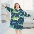 thumbnail image 5 of FORMRS Wearable Blanket Hoodie with Sleeves for Kids Cozy Flannel Sweatshirt, Sharks Pattern, 5 of 7