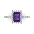 thumbnail image 2 of 1.86ct emerald cut purple natural amethyst 18k white gold halo Bridal Wedding Engagement Promise Anniversary Ring for Women size 9, 2 of 7