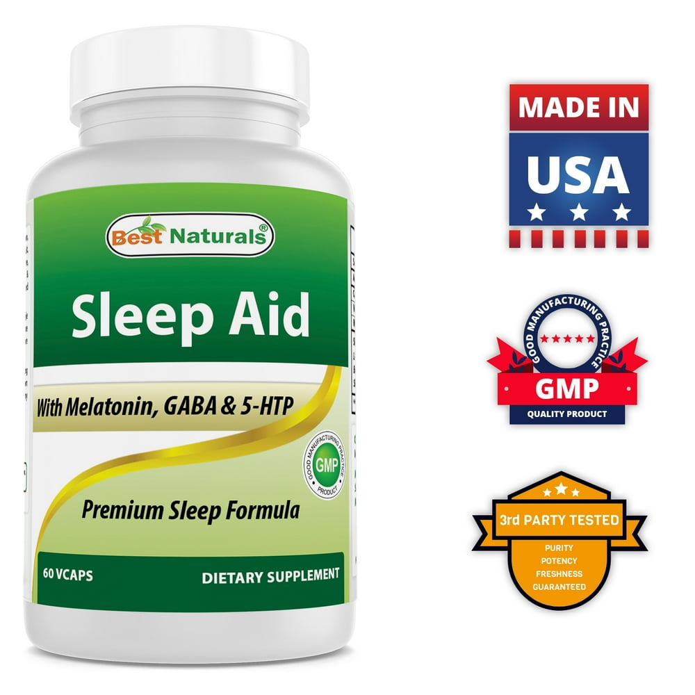 Best Naturals Sleep Aid with Melatonin GABA 5HTP 60 Veggie Capsules