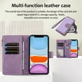 thumbnail image 2 of ELEHOLD Wallet Case for iPhone 11 6.1",Premium Leather Argyle Pattern 9 Card Slots Zipper Pocket Kickstand Crossbody Shoulder Strap Wriststrap Luxury Purse Case for iPhone 11,Purple, 2 of 8
