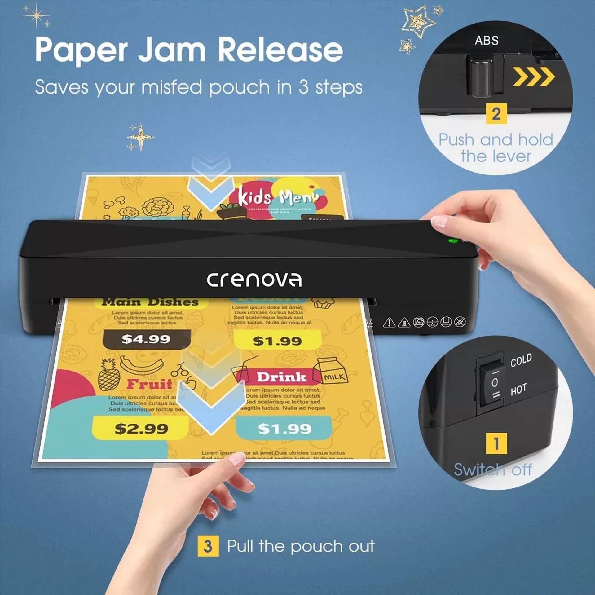 CIRCLE- A4 Laminator Machine 4 In 1 No Laminating Pouches For Home Office School