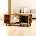 thumbnail image 5 of FRAPOW 40 in Coffee Table Cat Tables Living Room with Storage Cabinet, Wooden Rustic Coffee Tables with Cat House, Hidden Kitty Food Table Litter Box Furniture Retro Color, 5 of 8