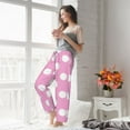 thumbnail image 4 of Uemuo Pink And White Polka Dot Pattern Women's Wide Leg Palazzo Lounge Pants with Pockets Light Weight Loose Comfy Casual Pajama Pants-Small, 4 of 9