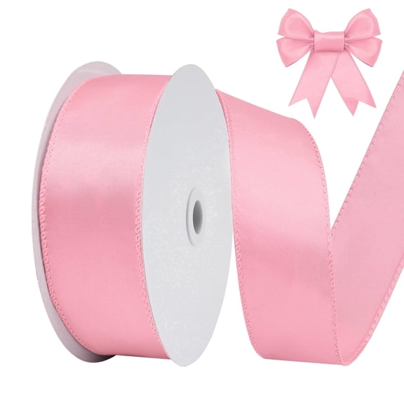 GTYBOVA Pink Wired Satin Ribbon, 1-1/2 Inch x 25 Yards Ideal for Christmas Tree Decor, Gift Wrapping,Weddings, Parties, Hair Accessories & Wreaths​