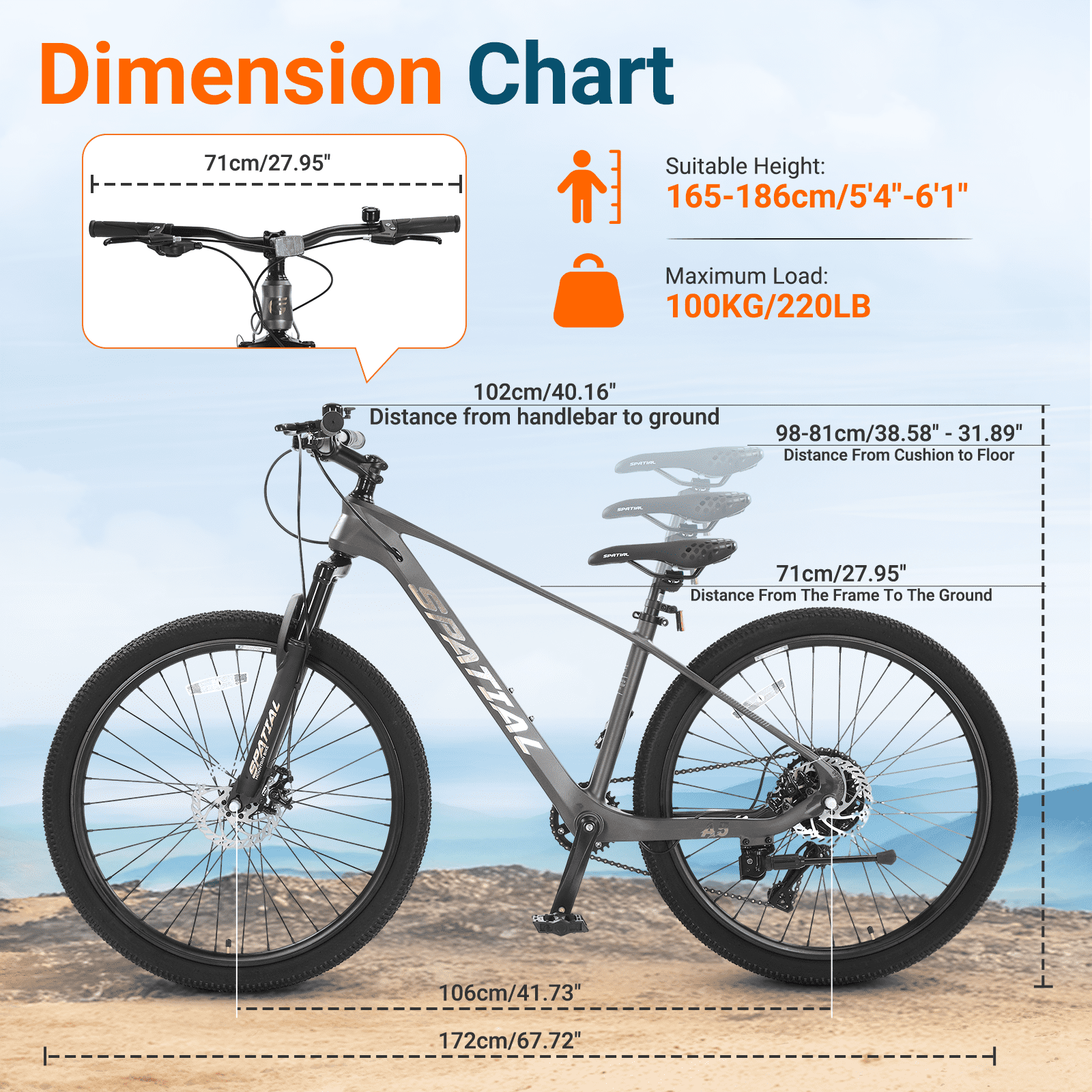 SPATIAL Adult Mountain Bike, 27.5" Wheel Bike for Man Women, 8 Speeds Gear,Magensium Frame Mountain Bicycle