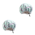thumbnail image 2 of Jumpingount Gorro de dormir de noche para niños con hebilla ajustable, gorros de satén, gorro de dormir, tocado para el cuidado del cabello, baño, flor verde 2piezas Jumpingount CBP321340, 2 of 5