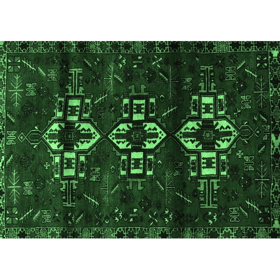 Ahgly Company Indoor Rectangle Persian Emerald Green Traditional Area Rugs, 4' x 6'