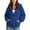Blue, variant on Women Hoodies Oversized Wrap V-Neck Hoodie Long Sleeve Drop Shoulder Pullover Hooded Sweatshirt for Women with Kangaroo Pocket Cozy Relaxed Fit Casual Fall Winter Loungewear,S-XXL