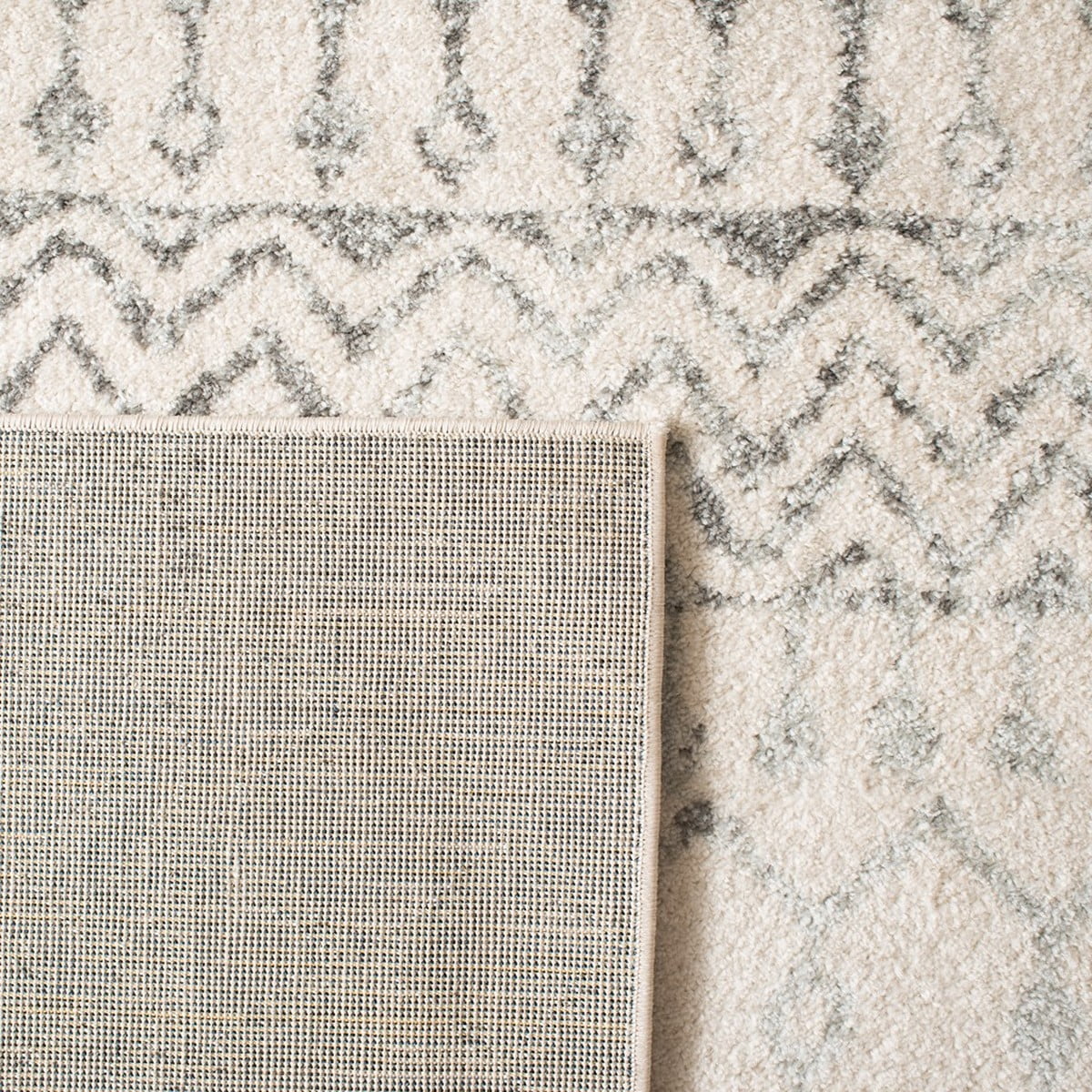 SAFAVIEH Tulum Glen Moroccan Geometric Area Rug, 3' x 3' Round, Ivory/Grey