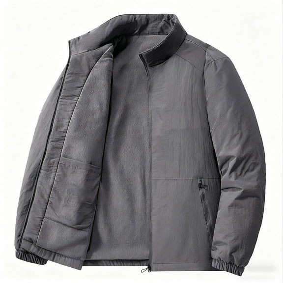 zfhfof Men's Windproof Bomber Jacket Warm Windbreaker Winter Outwear Stand Collar Fleece Lined Jackets Coats with Zipper Pockets