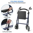 thumbnail image 4 of Déambulateur à 4 Roues avec Siège Rembourré Doux, Déambulateur en Aluminium avec Dossier Amovible Rabattable et Panier de Rangement, Poignée à Hauteur Réglable, 4 of 9