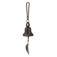 thumbnail image 1 of Campana de cena nepalí hecha a mano, campana pequeña de hierro fundido de cobre, colgante de campanas de viento para pared, puerta, valla, pilar, 4,5x5,5 cm, 1 of 5
