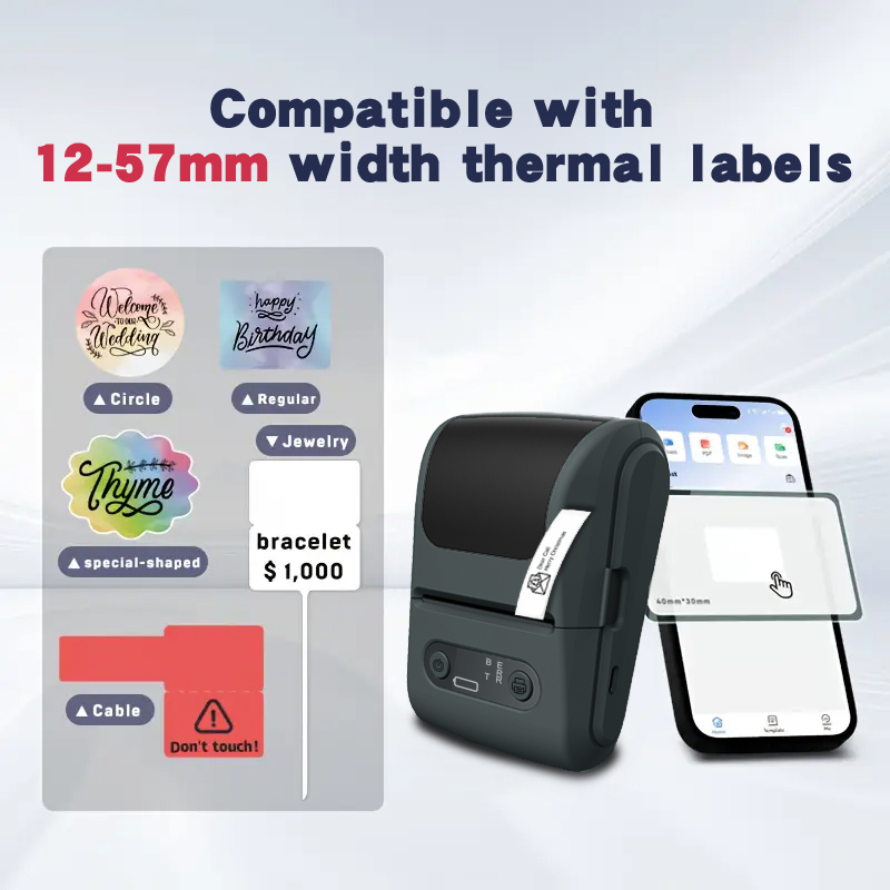 Foluu Thermal Label Printer X10 Portable Bluetooth Rechargeable Compatible with Smartphones, White