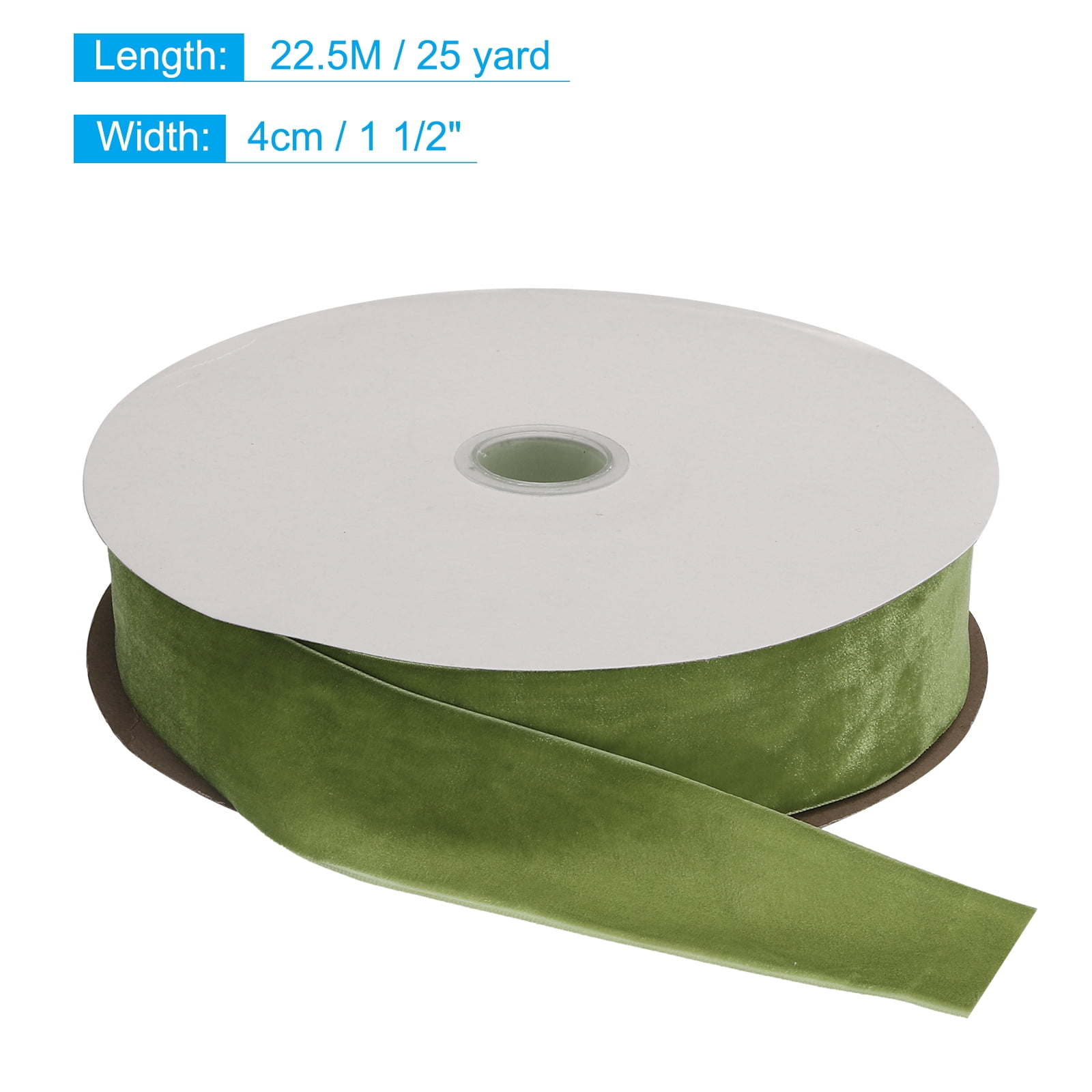 Uxcell Velvet Ribbon Single Face Spool Silky Velvet Fabric for DIY Crafts Gift Wrapping 1 1/2" x 25 Yard Olive Green