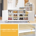 thumbnail image 5 of DWVO Hall Tree with Storage Bench, 3-in-1 White Entryway Coat Rack with 14 Hooks, Coat Hanger, Shoe Cabinet for Hallway, Living Room, 5 of 8