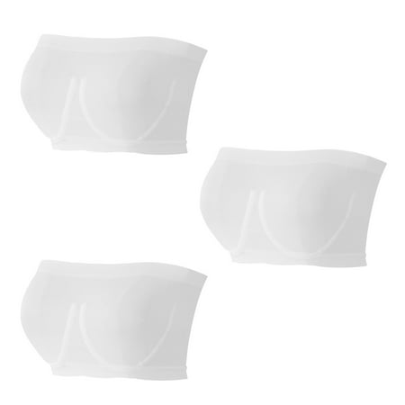 

3PCS Women s Strapless Padded Bra T-Shirt with Underwire(M White)