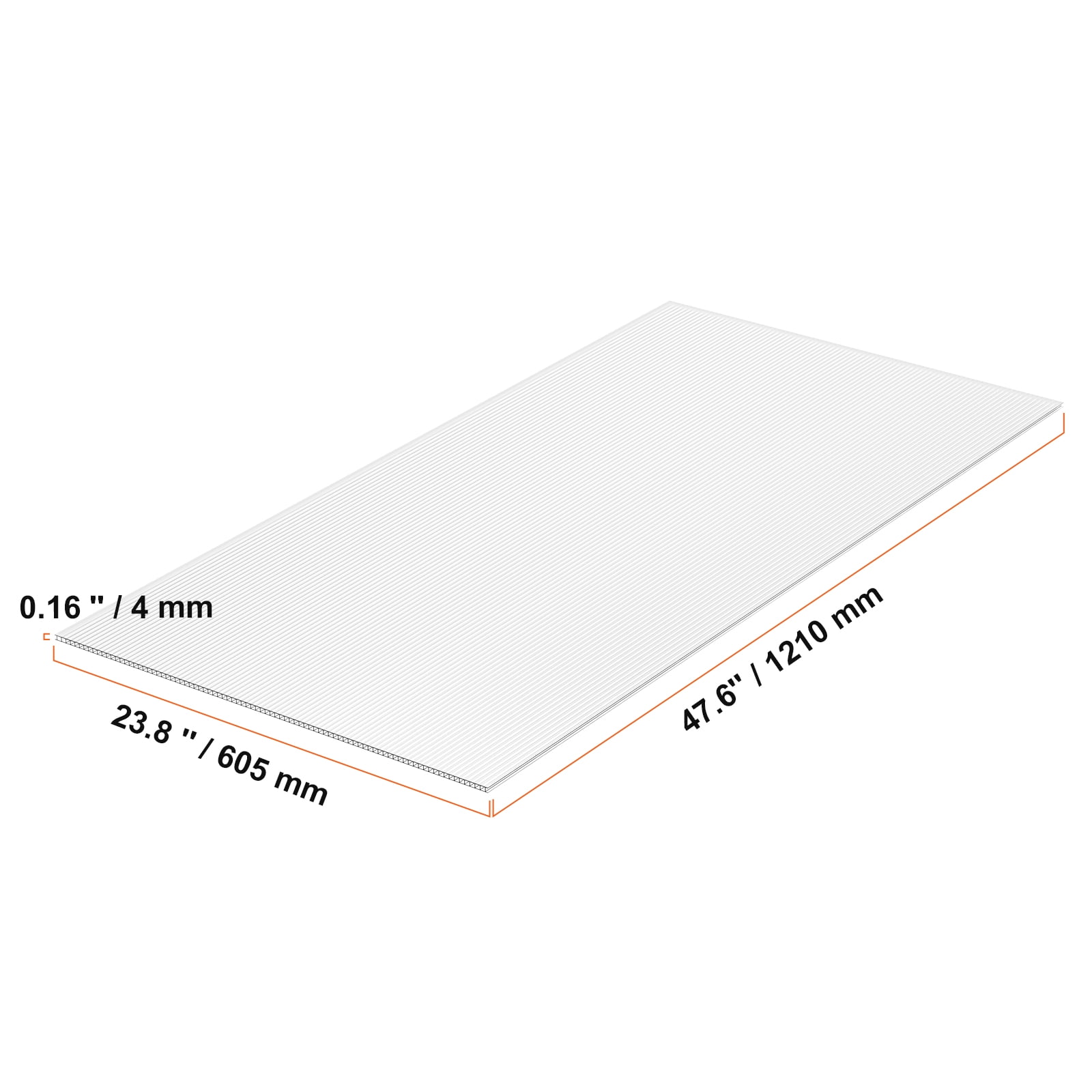 VEVOR 24 Pack Polycarbonate Greenhouse Panels, 2' X 4' X 0.16'' Roof Panels Sheets, Waterproof UV Protected Corrugated Plastic Roofing, Impact Resistance Clear Roofing Sheets for Greenhouse/Garden