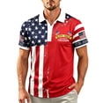 thumbnail image 4 of Homeyce Mens 4th Of July Polo Shirts 250th America Anniversary American Flag Golf Shirts Short Sleeve Independence Day Polo T-Shirts Button Down Patriotic Shirts,Red M, 4 of 4
