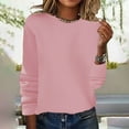 thumbnail image 2 of Womens Long Sleeve Tops Spring/Summer Crewneck Sweater Pullover Knit With Solid Color Thin Long Sleeved Warm Top/Autumn Coat Winter Clothing For Women, 2 of 3