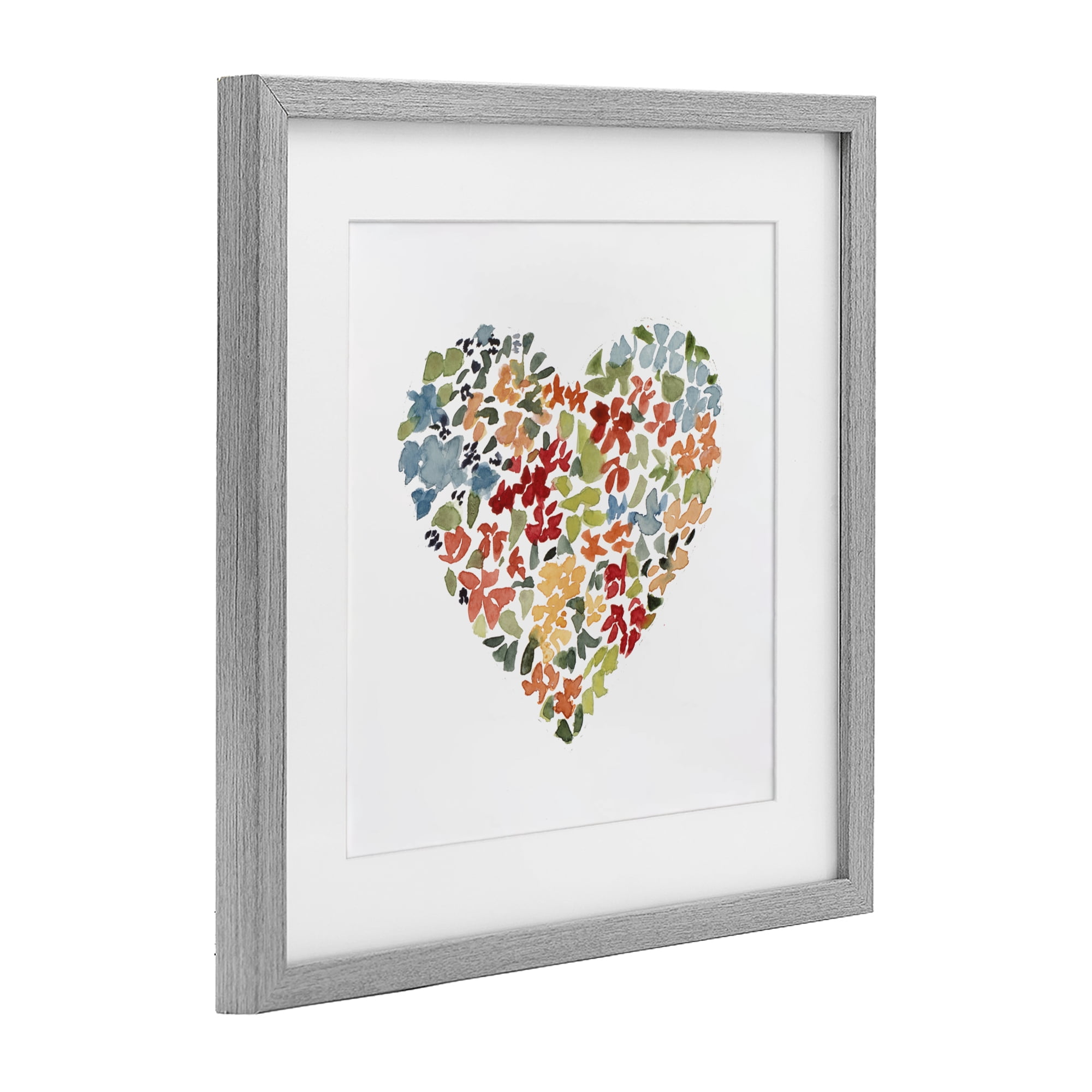 Stupell Industries Blooming Earth Tone Heart Gray Framed Print Under Glass, design by Lanie Loreth