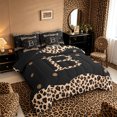 thumbnail image 2 of Meiyoeat Trendy Leopard Letter B Bedding Comforter Set 7pcs for Women Teens, Chic Polka Dot Queen Bedding Sets, Black Beige Brown,Black Reversible, 2 of 6