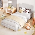 thumbnail image 4 of Twin XL Bed Frame with Adjustable Headboard, Sherpa Fleece Upholstered Modern Platform Bed Frame with Sturdy Wood Slats, No Box Spring Needed, Easy Assembly, Light Grey, 4 of 7