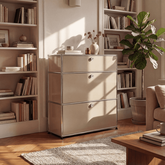 Modern Storage Cabinet with Flap Doors, for Living Room, Garage, Kitchen, Home Office