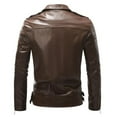 thumbnail image 4 of HOOMEUMY Mens Classic Leather Jacket Casual Workout Long Sleeve Clothes Fashion 2025 Trendy Classic Solid Coat Turndown Collar Jacket Slim Fit Design Brown L, 4 of 4