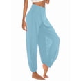 thumbnail image 3 of Pantalones Harén con Abertura Alta para Mujer, Pantalones Harén Hippies. Azul S, 3 of 7