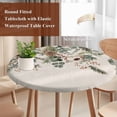 thumbnail image 6 of Christmas Fitted Tablecloth with Elastic Edged, Round Table Cloth for Dining Table, Xmas Botanical Pinecone Eucalyptus Leaves Rustic Waterproof Oil Proof Table Cover for Indoor Outdoor 36"-44", 6 of 9