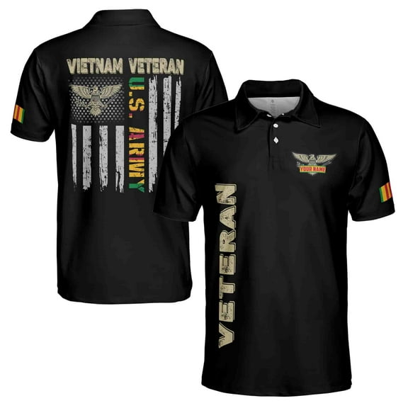 U.S Army Vietnam Veteran Eagle Coats of Arm American Men's Polo Shirt S-5XL