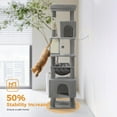 thumbnail image 4 of Demi Bonn 71" Large Cat Tree Tower for Indoor Cats, Multi-Level Cat Tree House with Padded Perches, Scratcher, Hammock, 2 Cozy Cat Condos and Scratching Posts, Gray, 4 of 7