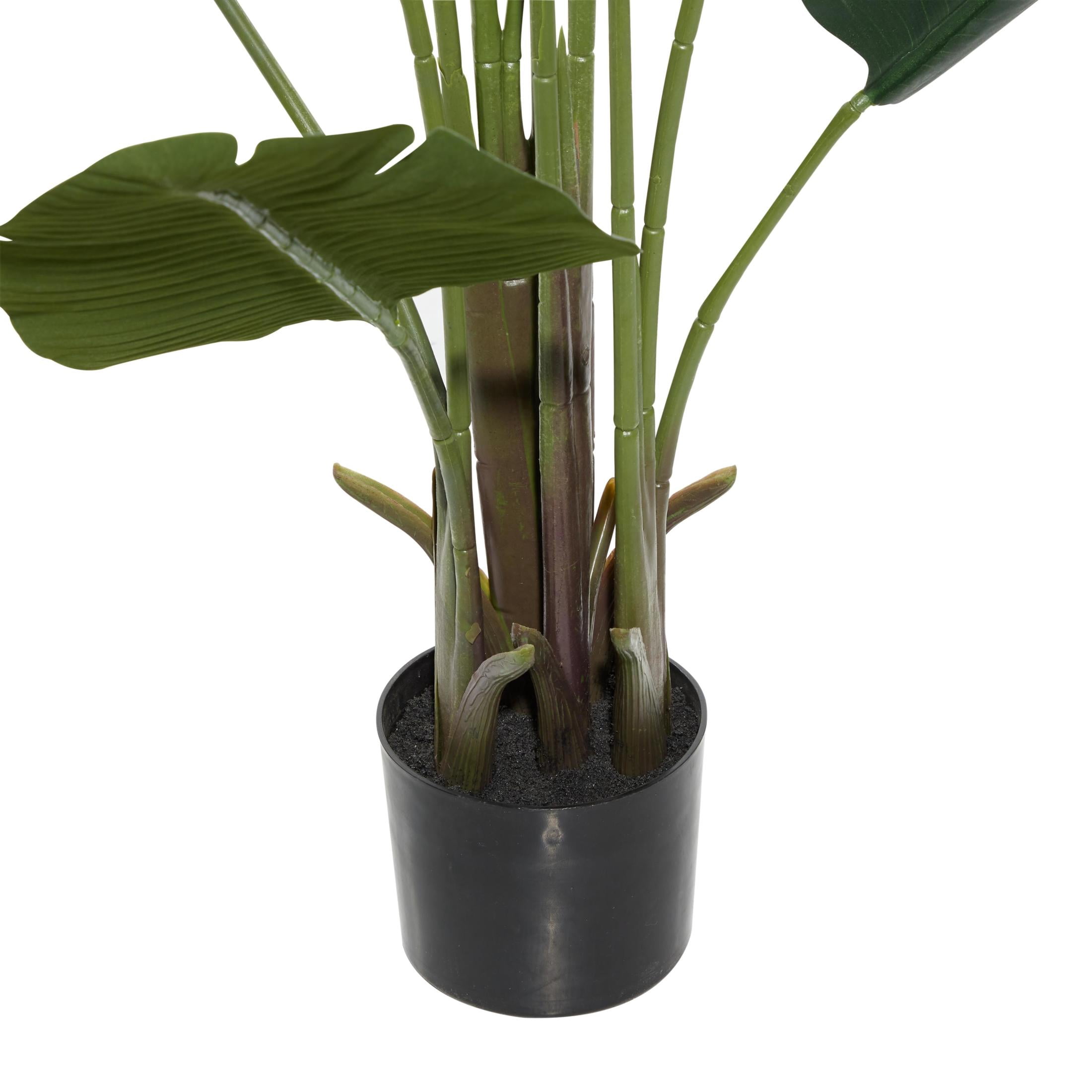 DecMode 70" Tall Artificial Bird of Paradise Plant in Black Plastic Pot