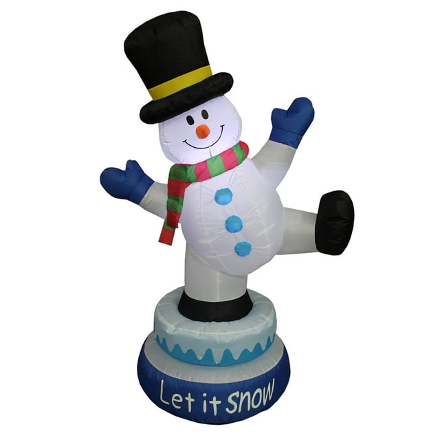 5 Foot Tall Lighted Animated Christmas Inflatable Snowman with Hat Outdoor Indoor Yard Decoration