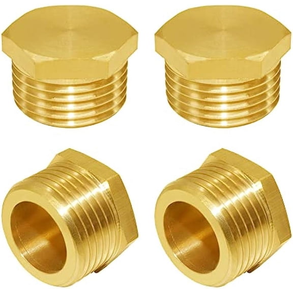 3/4" GHT Male Brass Pipe Plug Outer Hex Head Garden Hose Plug Pipe Fitting 4PCS