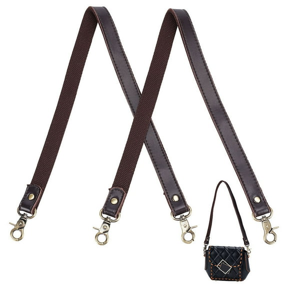 2pc 23 Inch Leather Purse Straps 2pcs 0.7 Inch Wide Bag Straps Replacement Purse Strap Handles Brown Handbag Straps with Antique Bronze Swivel Clasps for DIY Shoulder Bags Wallet Making