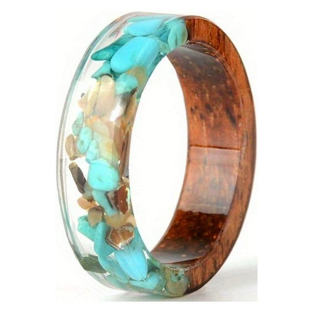 Bague en Résine de Bois Fait Main - Cadeau d'Anniversaire Parfait pour Femmes et Filles