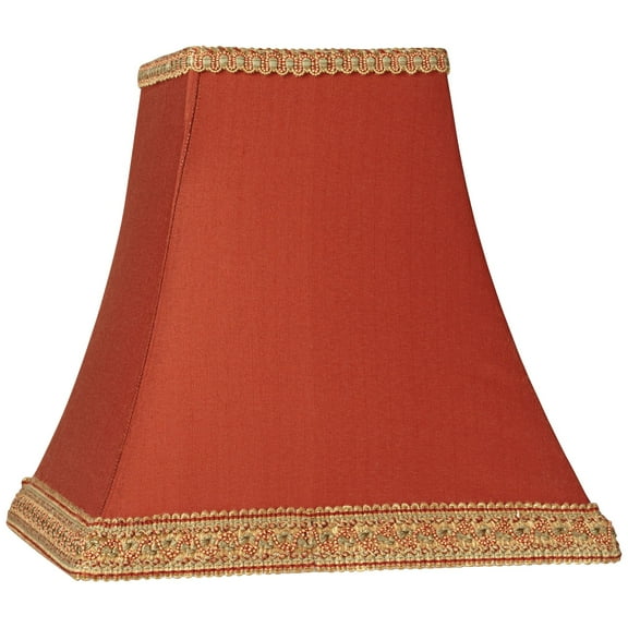 Springcrest Rust Small Square Sided Lamp Shade 5" Top x 10" Bottom x 9" Height (Spider) Replacement with Harp and Finial