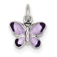 thumbnail image 1 of Sterling Silver Rhodium-plated Rhod Enameled Purple Butterfly QC4052 (21mm x 16mm), 1 of 2