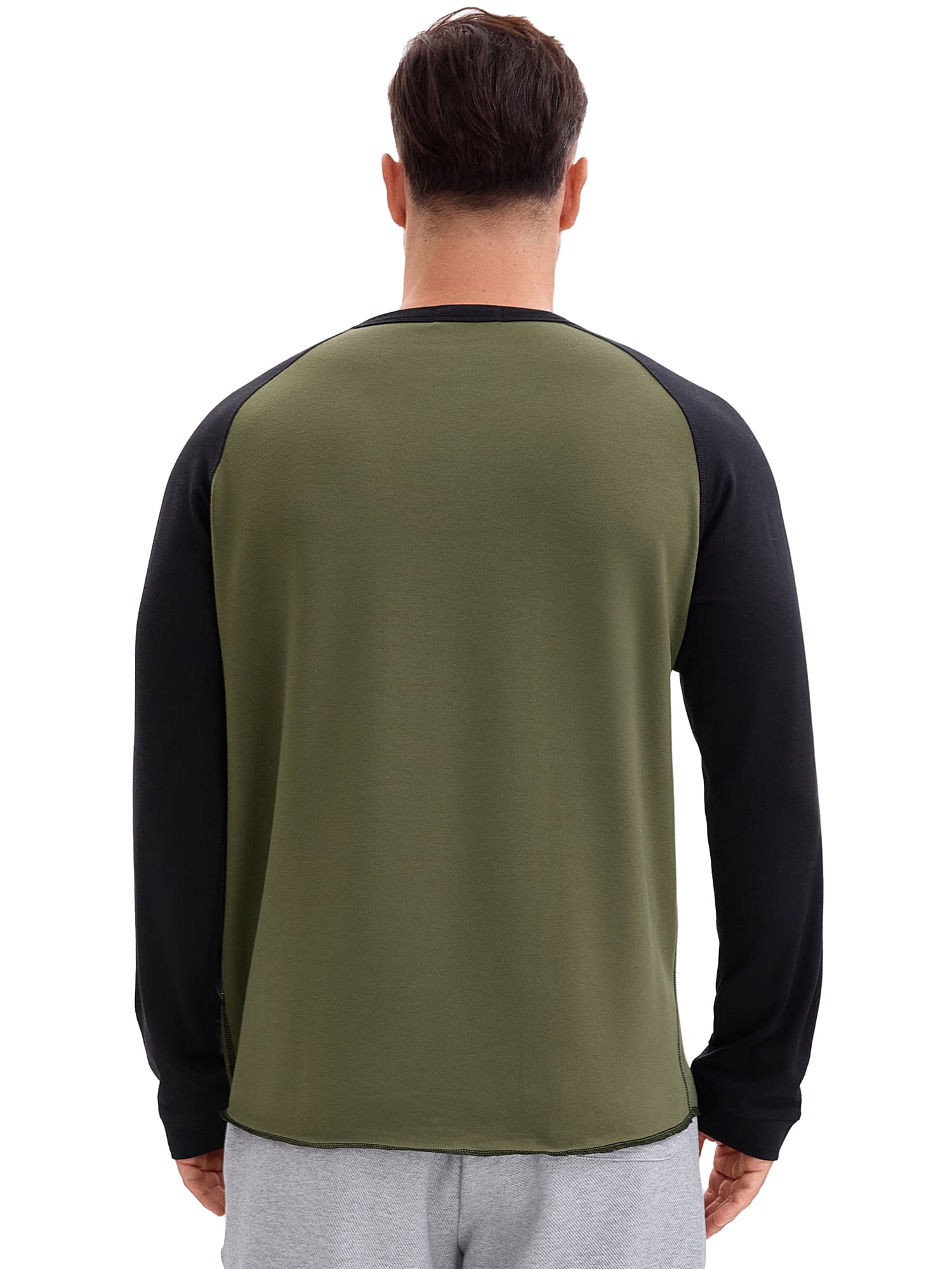 DARING DIVA Men's Long Sleeve Color Block Casual Raglan T-Shirt XL Brown Black