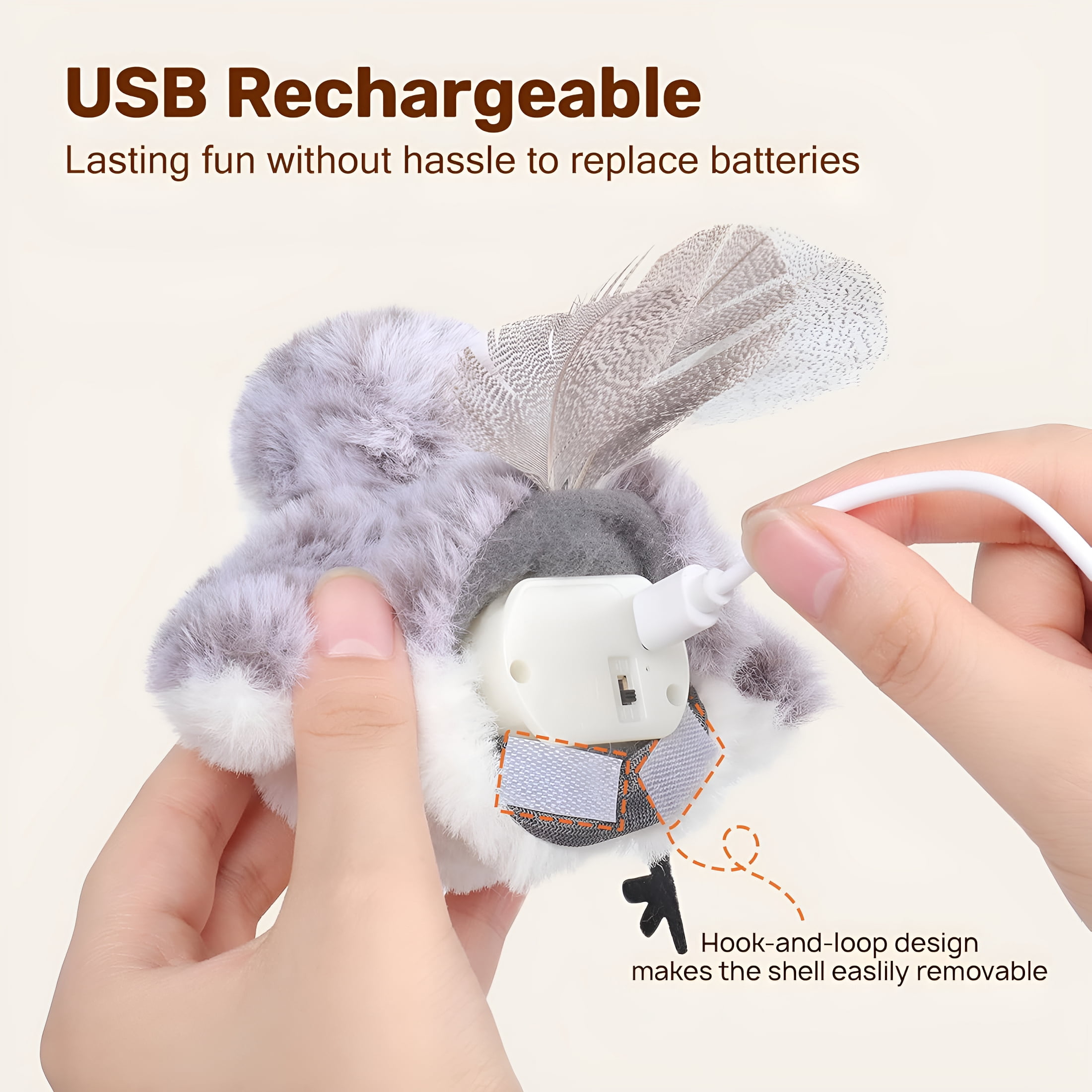 BESTSKY Cat Toys Flapping Bird (No Flying), Lifelike Sandpiper Chirp Tweet, Rechargeable Touch Activated Kitten Toy Interactive Cat Exercise Toys for All Breeds Cat Kicker Catnip Toys