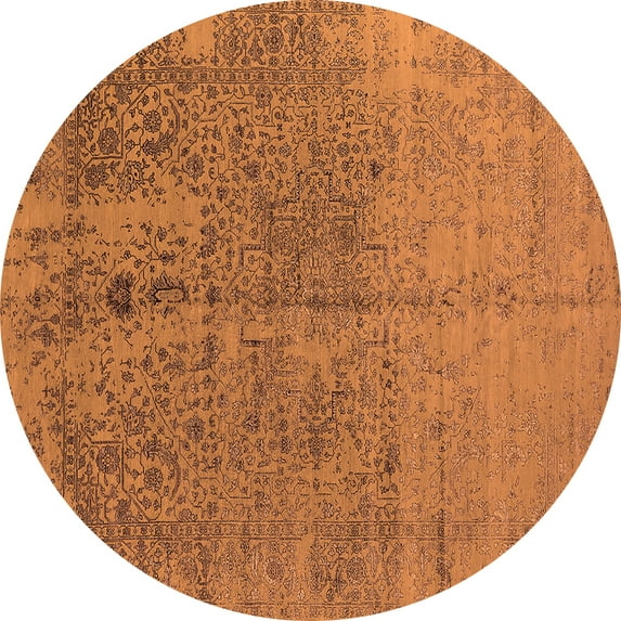 Ahgly Company Indoor Round Oriental Orange Industrial Area Rugs, 4' Round