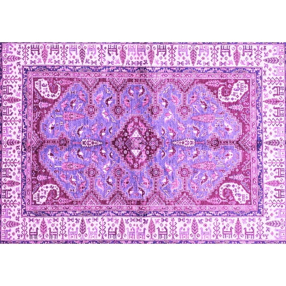 Ahgly Company Indoor Rectangle Geometric Purple Traditional Area Rugs, 5' x 7'
