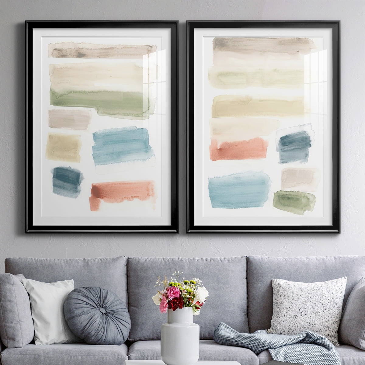 Wexford Home Watercolor Swatches I Premium Framed Print, 18.5" x 24.5" - Ready to Hang, Black (Set of 2)