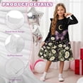 thumbnail image 5 of FKELYI Floral Butterfly Moon Print Ruffle Twirly Dress for Girl Long Sleeve Crew Neck Casual Dress for Party Holiday Spring Fall Playwear for 3-14 Y Girls, 11-12 Y, 5 of 6