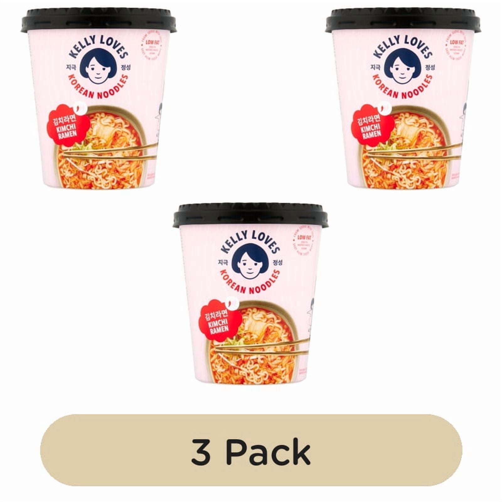 Kelly Loves Korean Kimchi Ramen Noodles 188g, British Import (Pack of 3)