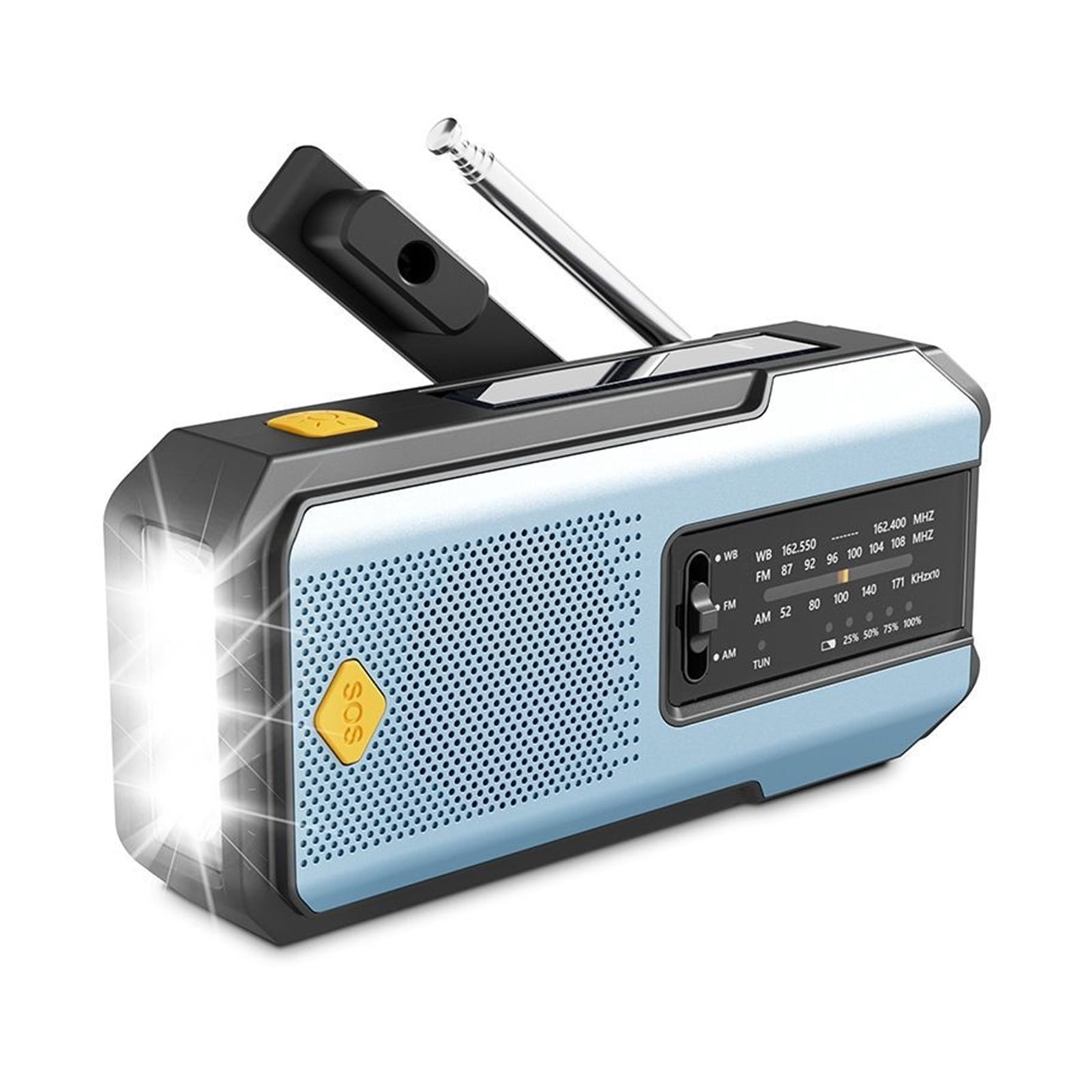Multifunctional Radio Hand Crank Solar USB Charging FM AM WB 2000mAh Weather Radio Emergency LED Flashlight Torch Power Bank
