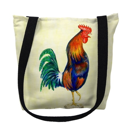 Betsydrake TY037S 13 x 13 in. Blue Rooster Tote Bag - Small